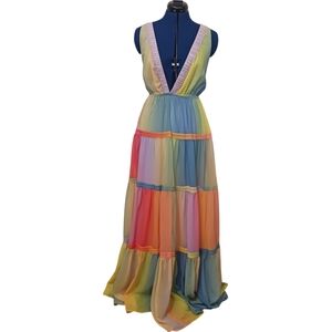 Lilly's Kloset Dress Maxi Boho Pastel Small Pastel